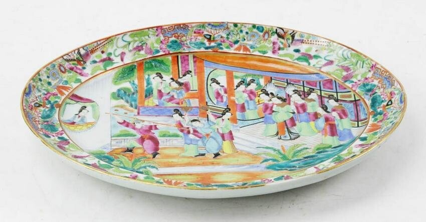 19thC Chinese Rose Mandarin Oval Platter