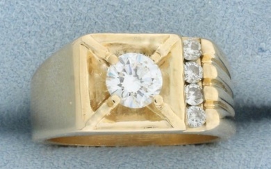 1ct Mens Diamond Ring in 14k Yellow Gold