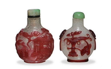2 Chinese Peking Glass Snuff Bottles, 18-19th Century