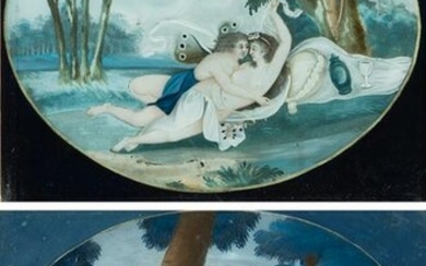 2 Hinterglasmalereien mit europäischem Motiv