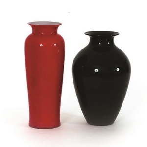 2 Murano black and red glass vases, Barovier&Toso