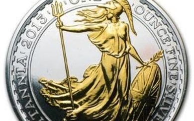 2 Pounds 2013, Britannia, Silver(1 Ounce), Gold Plated