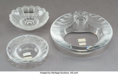 23069: Three Lalique Glass Table Articles, post-1945 Ma