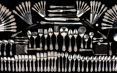 239 pieces Wallace Grand Baroque Sterling Silver Flatware, Service for 12