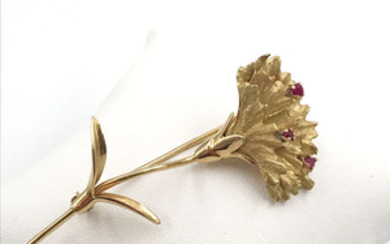 18 kt. Yellow gold - Brooch - 0.15 ct Ruby