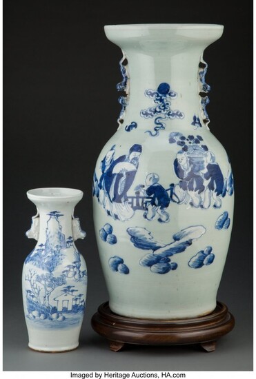 27269: Two Chinese Blue and White Porcelain Vases 17-1/