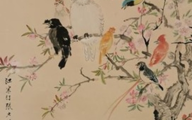 Hanging scroll, Ink painting - Paper - made after Tang Yun《 江寒汀 唐云 —陆抑非 唐云 等 珍禽图 》 - China - Late 20th century