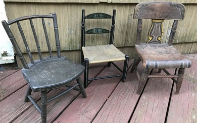 3 Antique 19th C & 20th C Doll / Child Size Chairs