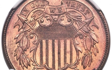 3069: 1873 2C Closed 3 PR66 Red and Brown NGC. From a p