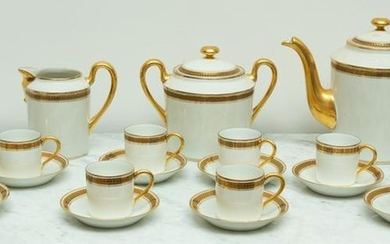 French Limoges Gold Banded Coffee Set