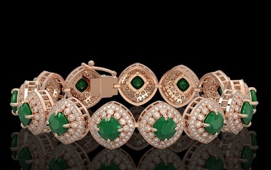 37.35 ctw Emerald & Diamond Victorian Bracelet 14K Rose Gold
