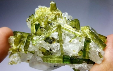 39.8 Grams Green tourmaline Cluster Combined With