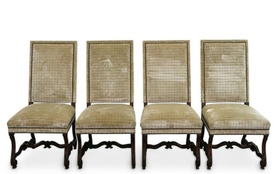 (4 Pc) Versace Mansion Devore Velvet Chairs
