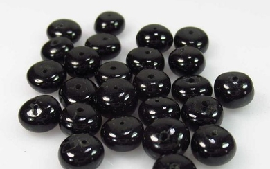 43.42 Ct Genuine 25 Drilled Black Spinel Round Beads