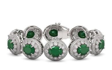 49.17 ctw Emerald & Diamond Victorian Bracelet 14K White Gold