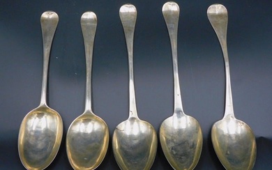 (5) American coin silver tablespoons.