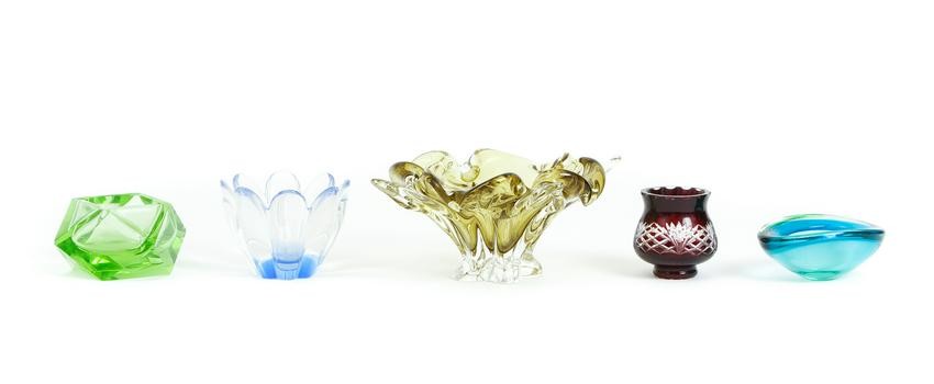 5 pieces colored glass Chalet Orrefors