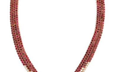 A Ruby and Diamond Necklace,, by Andre Vassort