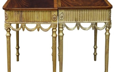 A pair of Regency style mahogany and gilt wood side