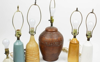 6 MCM Pottery table lamps including Lotte Bostlund