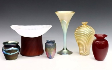 6 Vintage Art Glass Vases
