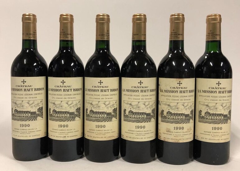 6 bouteilles CH. MISSION-HAUT-BRION, Pessac-Léognan 1990 (cb de 12, 1...