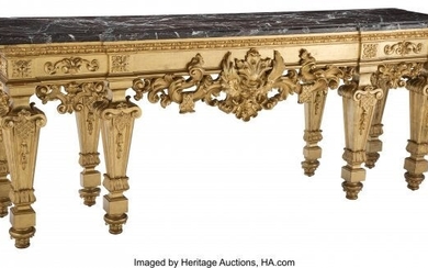 61069: A Large French Louis XIV-Style Carved Giltwood C