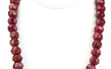 650 Carats Hand Carved Ruby Bead Necklace Strand