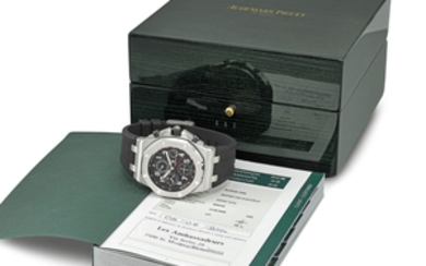 AUDEMARS PIGUET. A STAINLESS STEEL AUTOMATIC CHRONOGRAPH WRISTWATCH WITH DATE, ORIGINAL GUARANTEE AND BOX, SIGNED AUDEMARS PIGUET, ROYAL OAK OFFSHORE, REF. 26470ST.00.A101CR.01, MOVEMENT NO. 889’525, CASE NO. I23767-1212, MANUFACTURED IN 2014