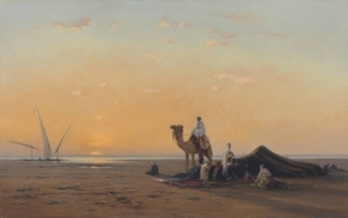 Auguste Louis Veillon (Swiss, 1834–1890), Arab encampment by the Nile