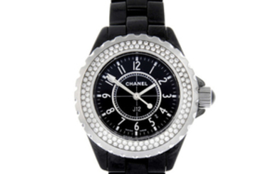 CHANEL - a lady's bi-material J12 bracelet watch.