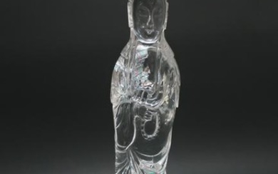 Chinese Carved Rock Crystal Standing Guanyin