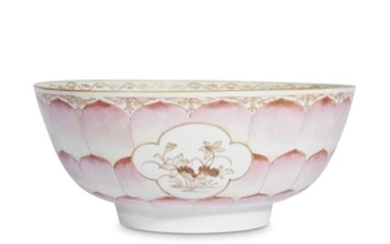 A Chinese export porcelain 'lotus' pattern punch bowl circa...