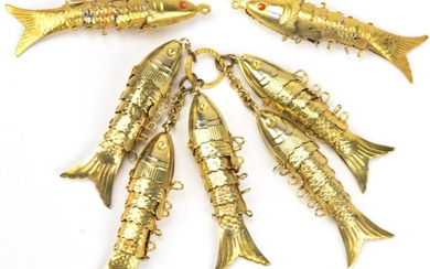 Collection Vintage Gilt Metal Articulated Koi Fish