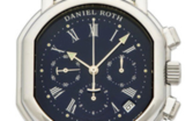 DANIEL ROTH CHRONOGRAPH STEEL A fine and rare self-winding stainless steel wristwatch with chronograph with date.