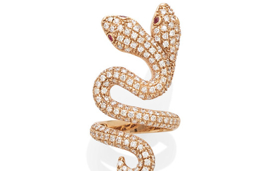 A diamond snake ring