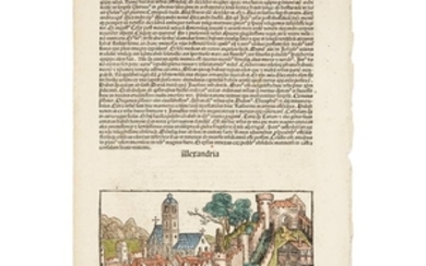 [Early Printing] Nuremberg Chronicle leaf Early printed letterpress leaf...