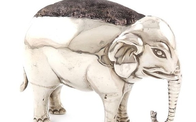 An Edwardian novelty silver elephant pin cushion, by...