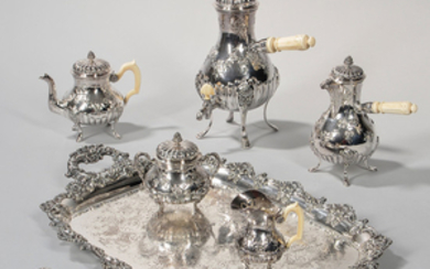 Five-piece French .950 Silver Tea and Coffee Service