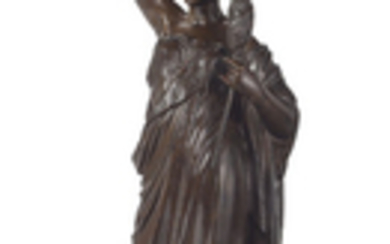 A FRENCH PATINATED BRONZE FIGURE, ENTITLED 'LA FILEUSE', ATTRIBUTED TO ALBERT-ERNEST CARRIER-BELLEUSE, LATE 19TH CENTURY