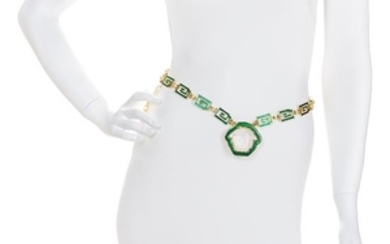 A Gianni Versace Green Enamel Greco Link Belt