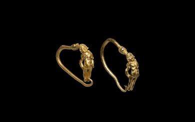 Greek Flying Eros Gold Earrings