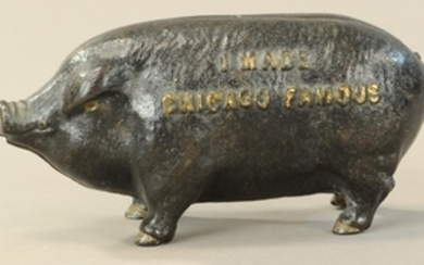 LARGE "I MADE CHICAGO FAMOUS" PIG STILL BANK