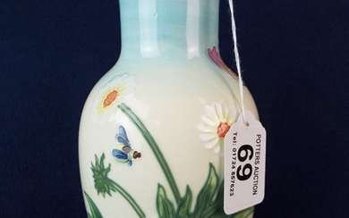 Old Tupton ware tubelined vase. Summer flowers. 9 inches tall.