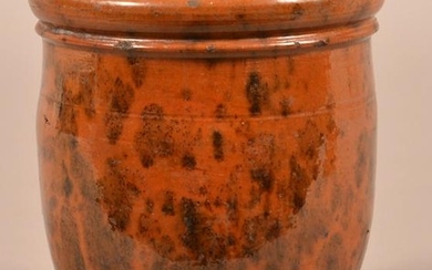 PA 19th Century Mottle Glazed Redware Storage Jar.