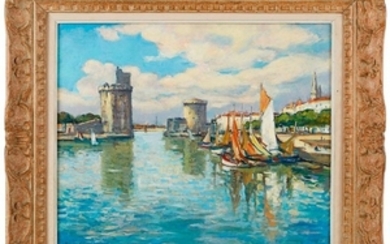 Pierre LANGLADE (1907 1972) Le port de La Rochelle…