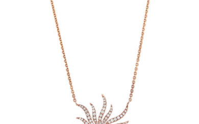 Rose Gold and Diamond Starburst Pendant Necklace