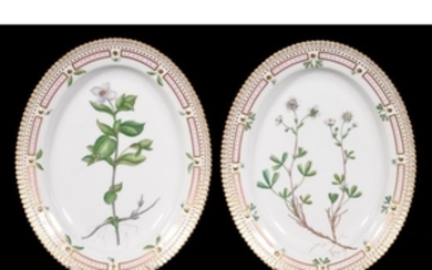 A pair of Royal Copenhagen ‘Flora Danica’ oval plates