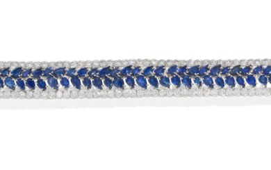 A sapphire and diamond bracelet,, by Cartier
