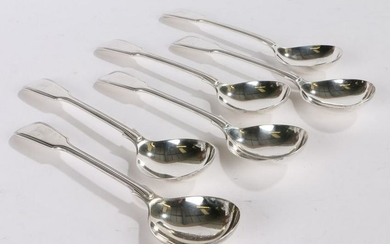 Set of six Edward VII silver soup spoons, Birmingham